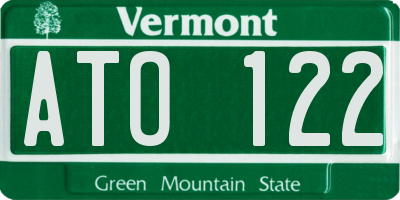 VT license plate ATO122