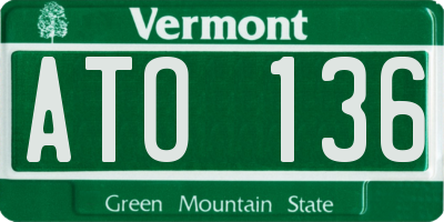 VT license plate ATO136