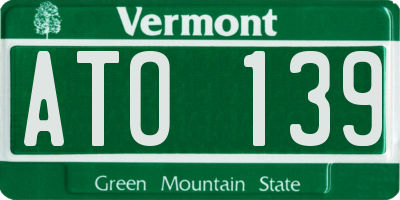 VT license plate ATO139