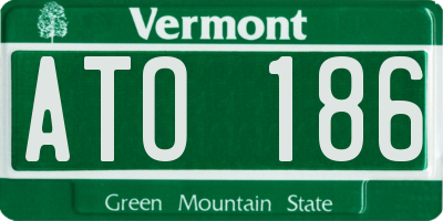 VT license plate ATO186