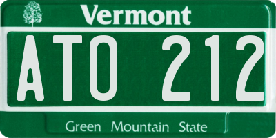 VT license plate ATO212