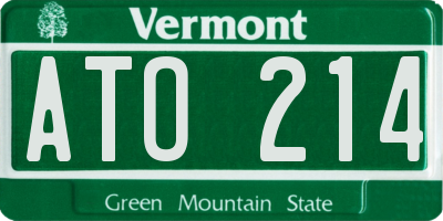 VT license plate ATO214