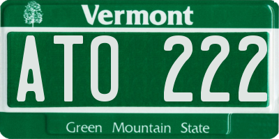 VT license plate ATO222