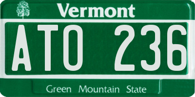 VT license plate ATO236