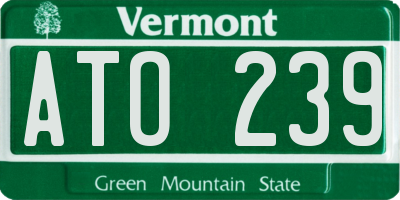 VT license plate ATO239