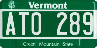 VT license plate ATO289