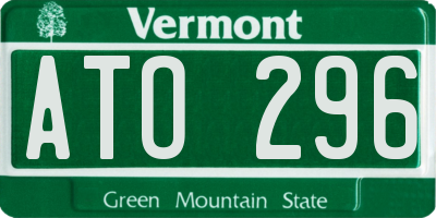 VT license plate ATO296