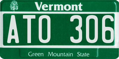 VT license plate ATO306