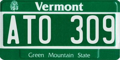 VT license plate ATO309
