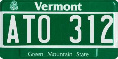 VT license plate ATO312