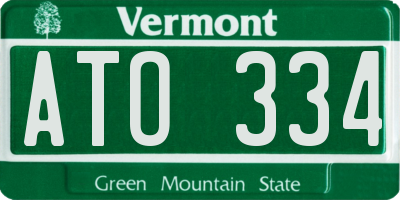 VT license plate ATO334
