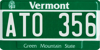 VT license plate ATO356