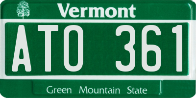 VT license plate ATO361
