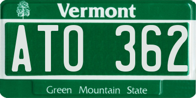 VT license plate ATO362