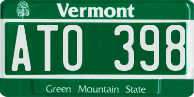 VT license plate ATO398