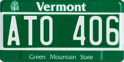 VT license plate ATO406