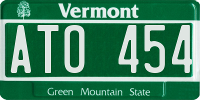 VT license plate ATO454