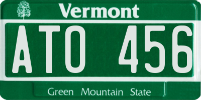 VT license plate ATO456