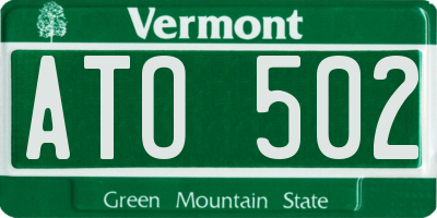 VT license plate ATO502