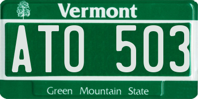 VT license plate ATO503