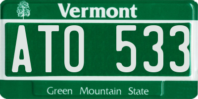 VT license plate ATO533