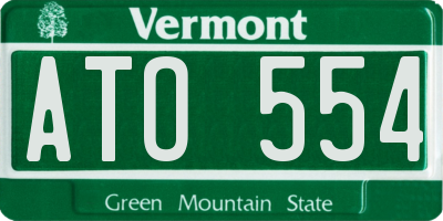 VT license plate ATO554