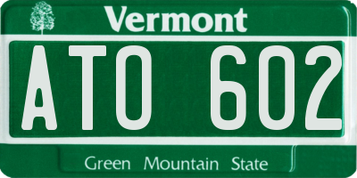 VT license plate ATO602