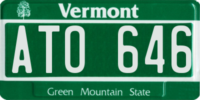 VT license plate ATO646