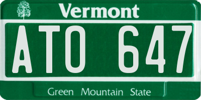 VT license plate ATO647