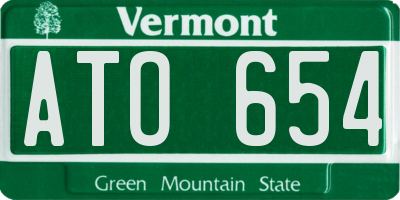 VT license plate ATO654