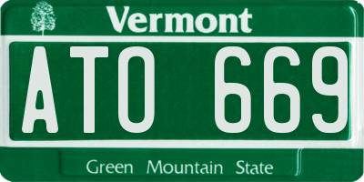 VT license plate ATO669