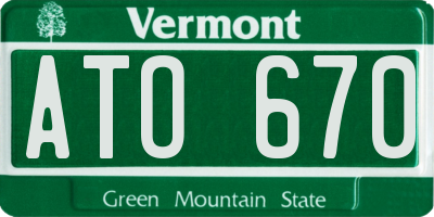 VT license plate ATO670