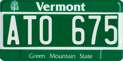 VT license plate ATO675