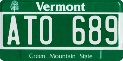 VT license plate ATO689