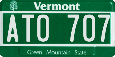 VT license plate ATO707