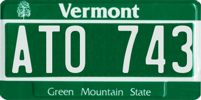 VT license plate ATO743