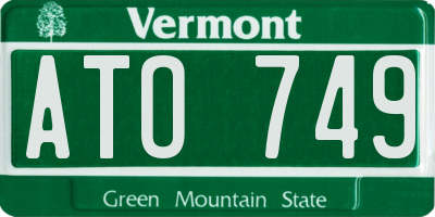 VT license plate ATO749