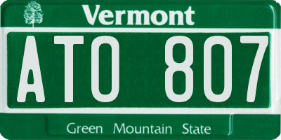 VT license plate ATO807