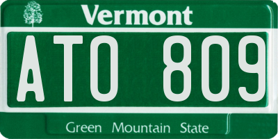 VT license plate ATO809
