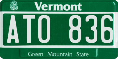 VT license plate ATO836