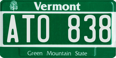 VT license plate ATO838