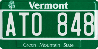 VT license plate ATO848