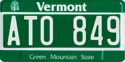 VT license plate ATO849