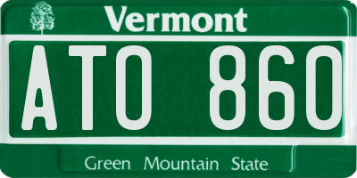 VT license plate ATO860