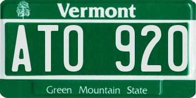 VT license plate ATO920