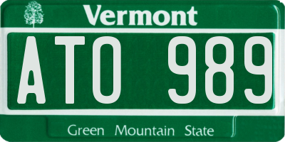VT license plate ATO989