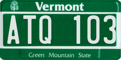 VT license plate ATQ103
