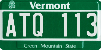 VT license plate ATQ113