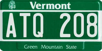 VT license plate ATQ208