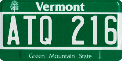 VT license plate ATQ216